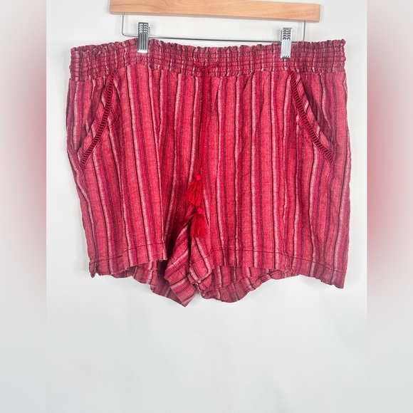 Briggs Cotton Blend Striped Red Women's Shorts Size XXL EUC - Picture 1 of 11